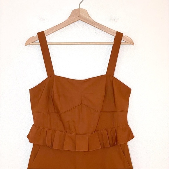 Sea New York Leia Ruffle Peplum Waist Wide Leg Crop Jumpsuit Rust 10 - Picture 5 of 15